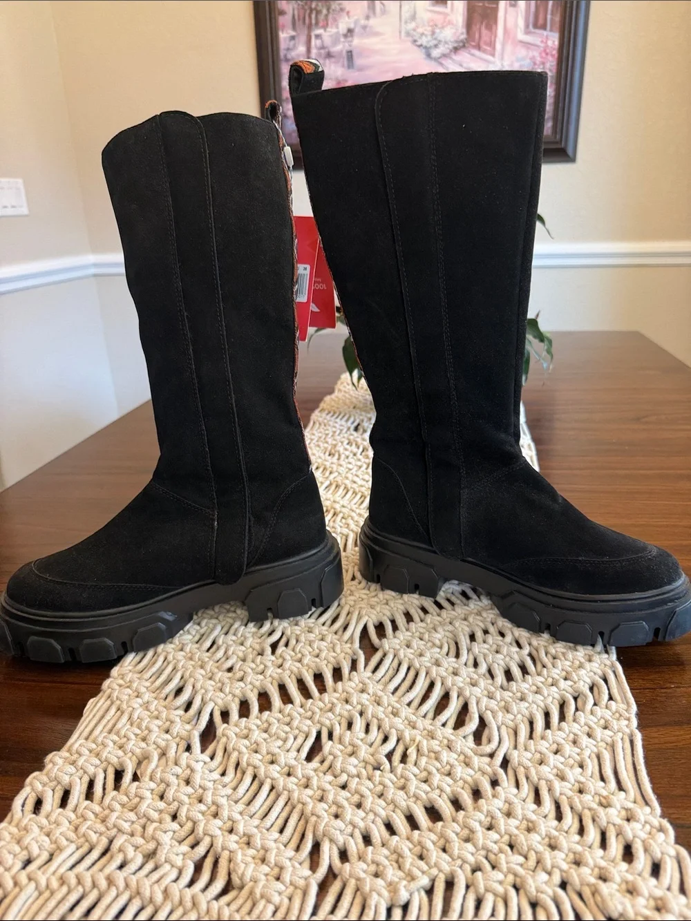 FARM Rio Black Suede-Look Chunky Platform Over-the-Knee Boots